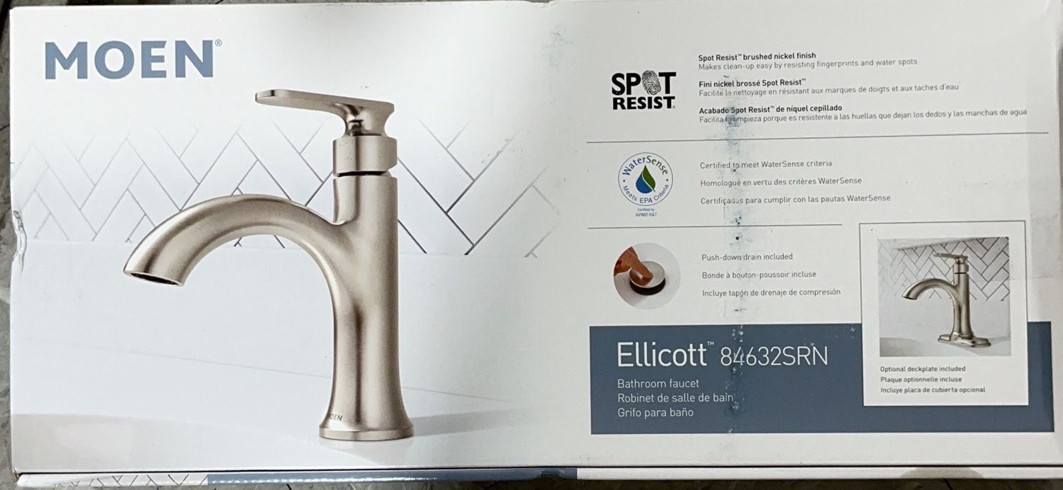 Moen Ellicott Single-Handle Bathroom Faucet – Spot Resist Brushed Nickel (84623SRN) - Open Box