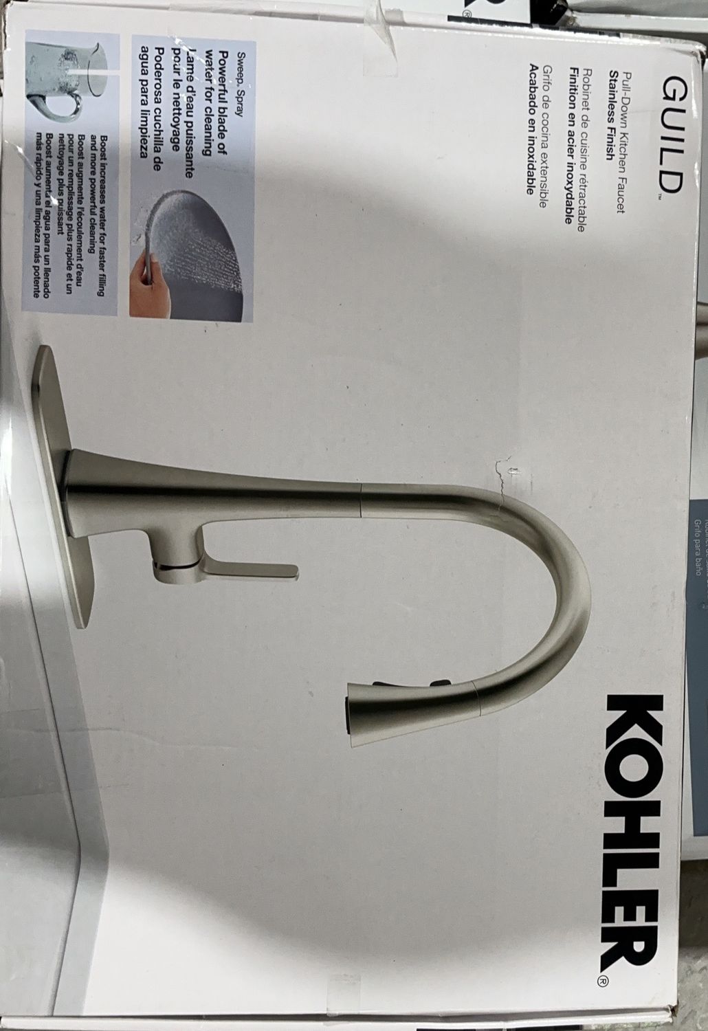 Kohler Guild Pull-Down Kitchen Faucet – Stainless Steel Finish - Open Box