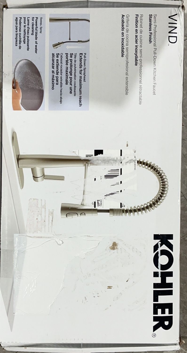 Kohler Vind Semi-Professional Pull-Down Kitchen Faucet – Stainless Steel - Open Box