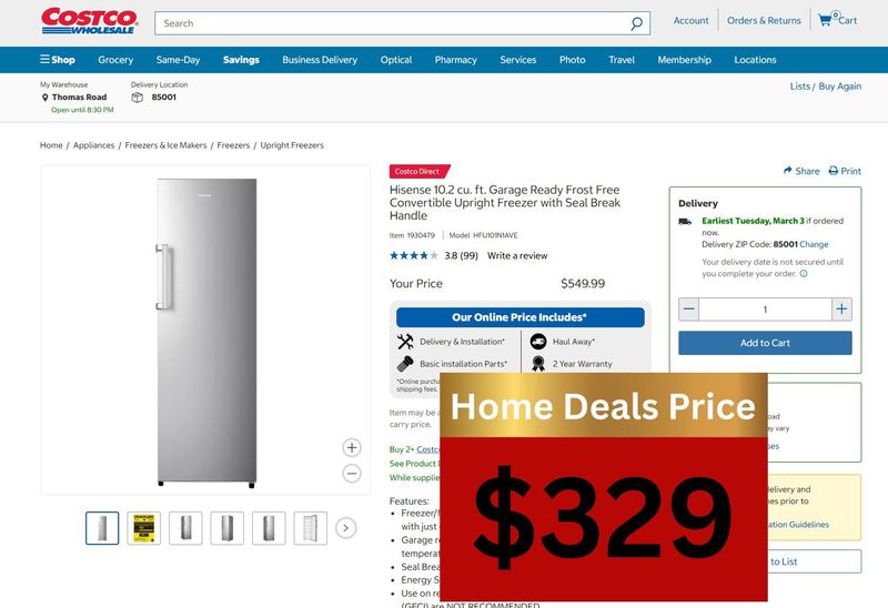 Hisense 10.2 Cu Ft Upright Freezer – Frost Free, Garage Ready