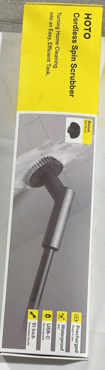 HOTO Cordless Spin Scrubber with Extension Handle – 360° Power Cleaning Brush-Like New