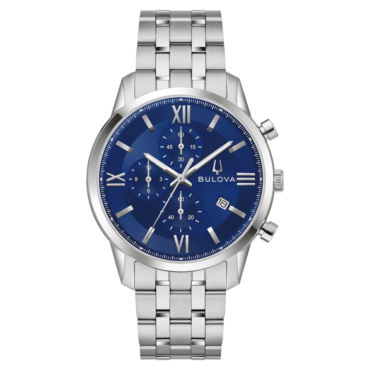 Bulova Sutton Stainless Steel Blue Quartz Men's Watch Jewelry Item #1955508