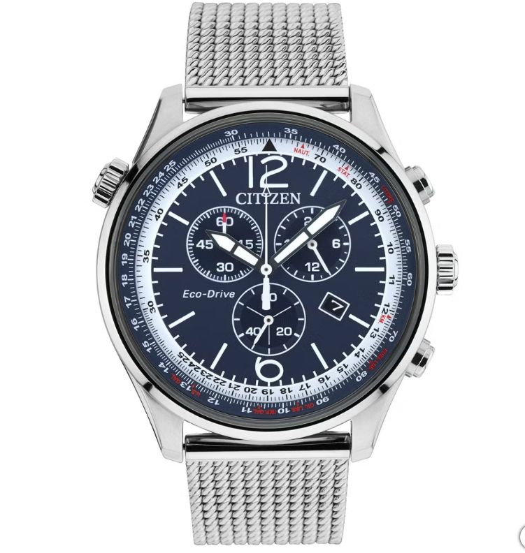 Citizen Eco-Drive Sport Luxury Stainless Steel Chronograph Men's Quartz Watch, 43mm Item 2011050 | Model AT0361-81L