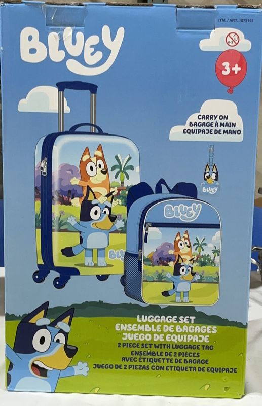 Bluey Kids 2-Piece Carry-On Luggage Set with Backpack &amp; Luggage Tag – ITM 1872161| 1872161Like New