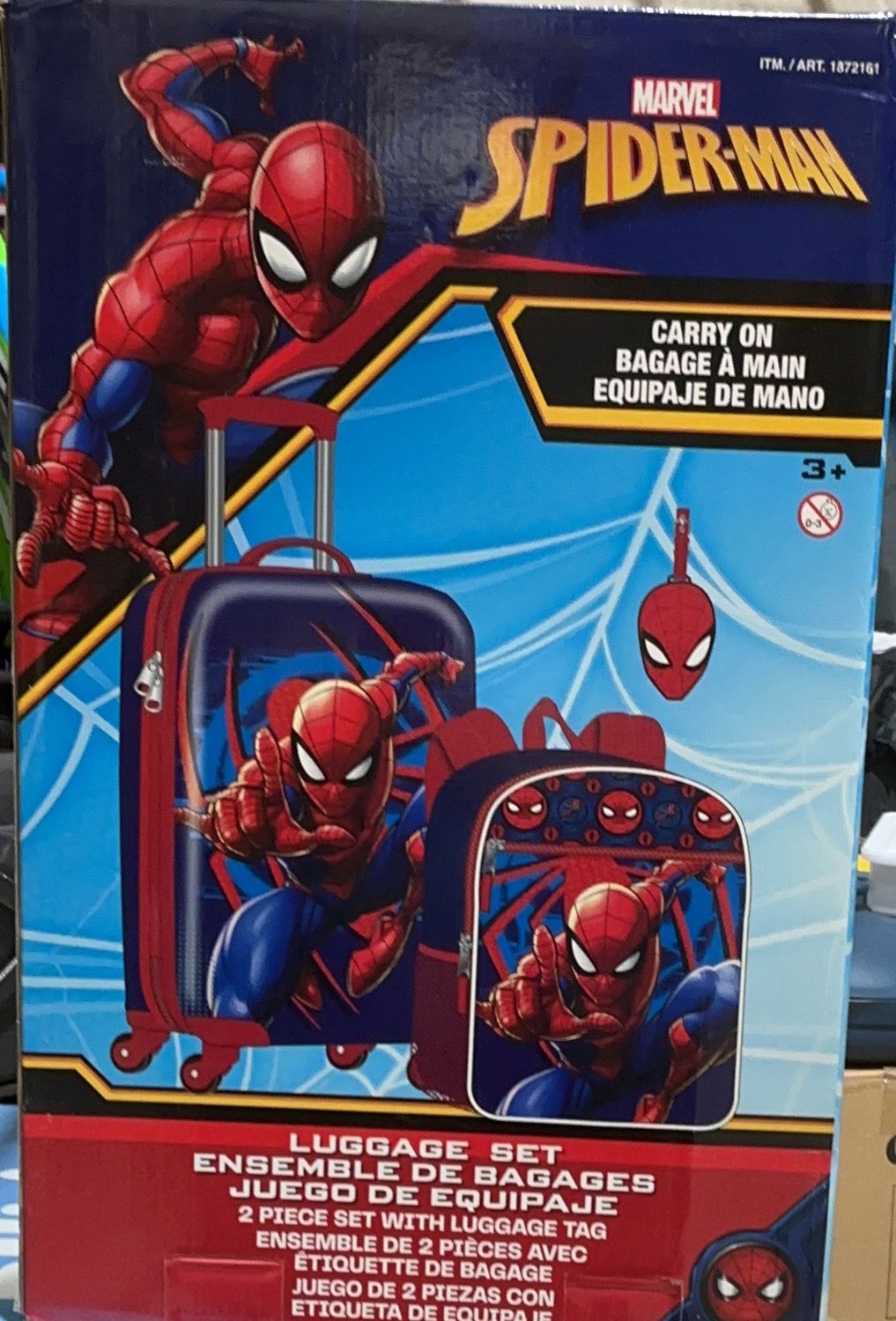 Bluey Kids 2-Piece Carry-On Luggage Set with Backpack &amp; Luggage Tag – ITM 1872161| 1872161Like New, Colour: SPIDER MAN