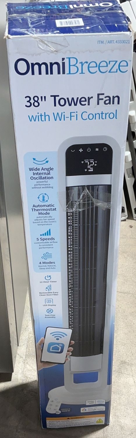 OMNI BREEZE TOWER FAN | Premium Seasonal &amp; Home Collection | Home Deals | 4333021-OPEN BOX