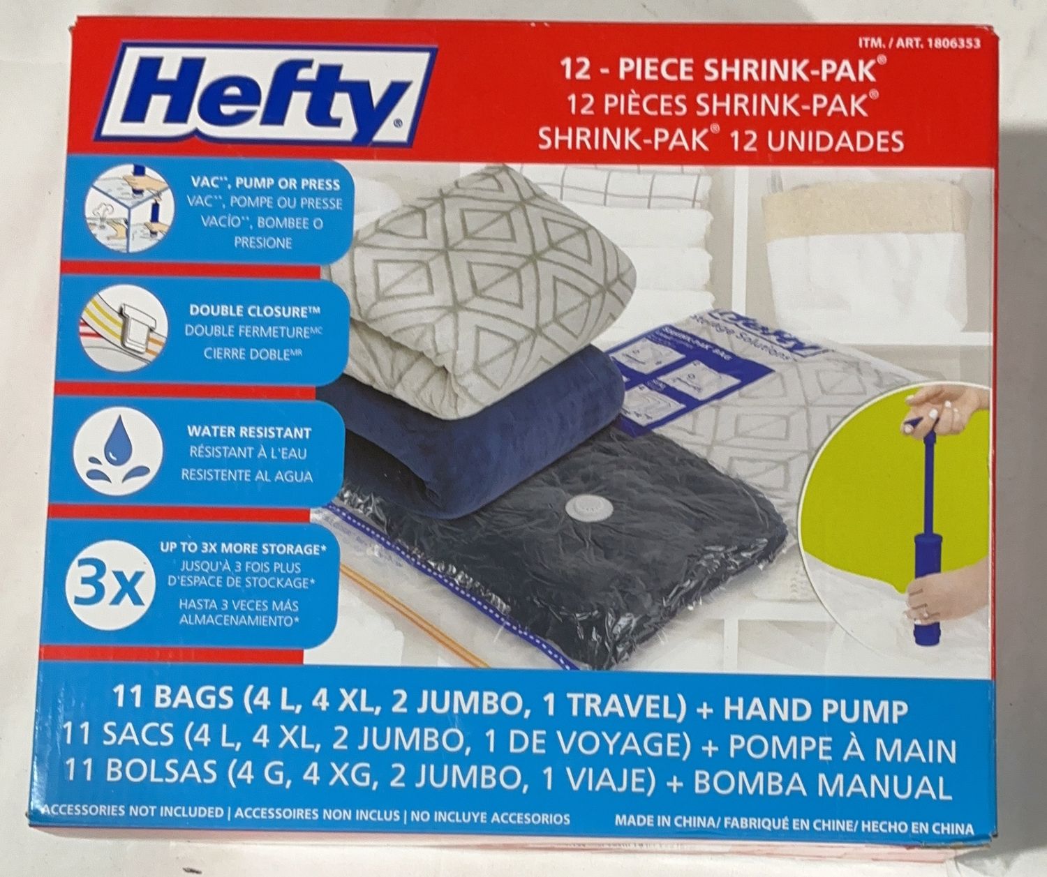 Hefty 12Pc Shrink Pack - Model 1806353 TOL-6550545-215-Like New