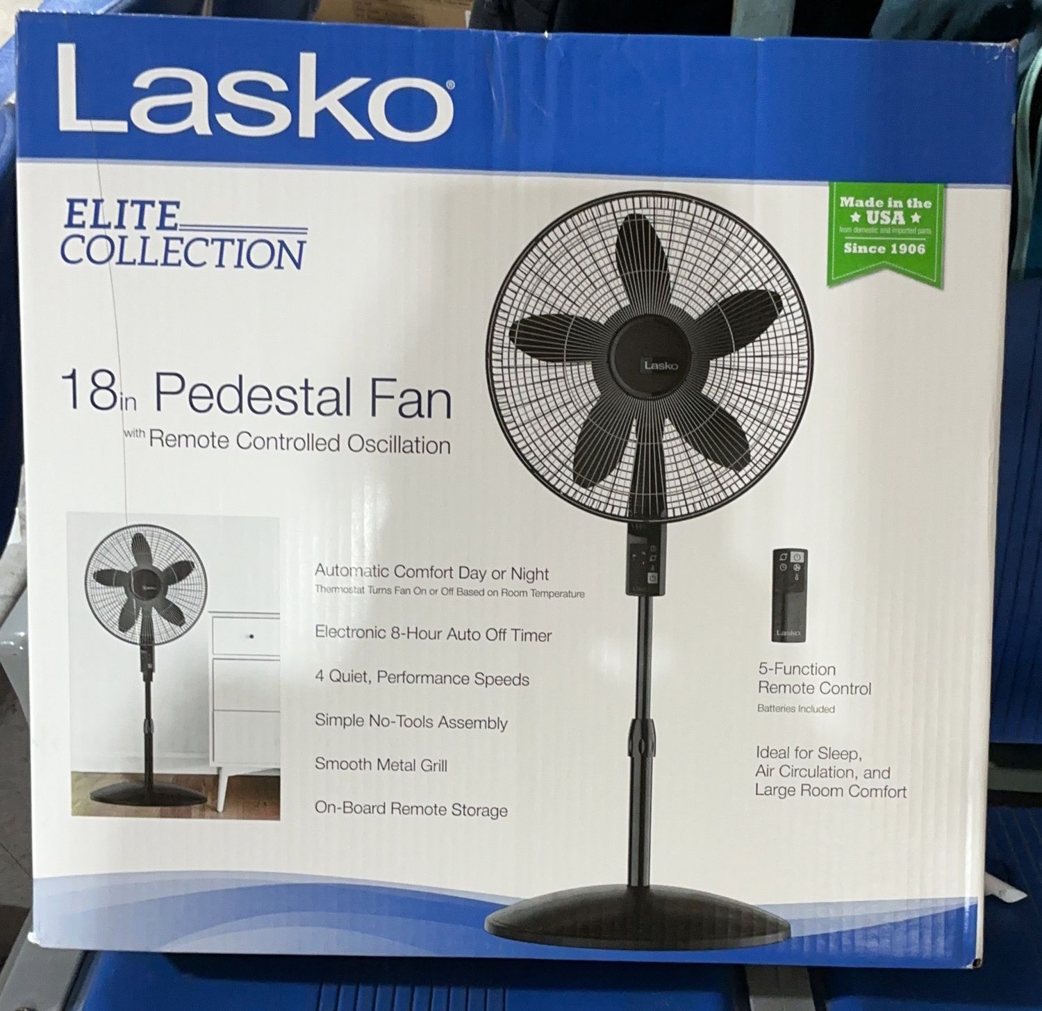 Lasko Elite Collection 18” Pedestal Fan with Remote – Black - Model 1493135 TOL-6550545-83-Like New