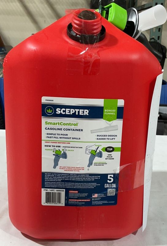Scepter SmartControl Gas Can with Funnel, 5 Gallon, Red Item 1999233