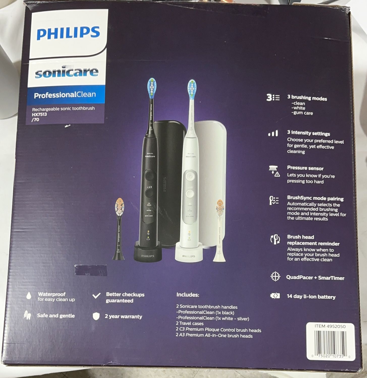 Philips Sonicare Professional Clean Rechargeable Electric Toothbrush, 2-packTOL-6550545-23, CONDITION: open box