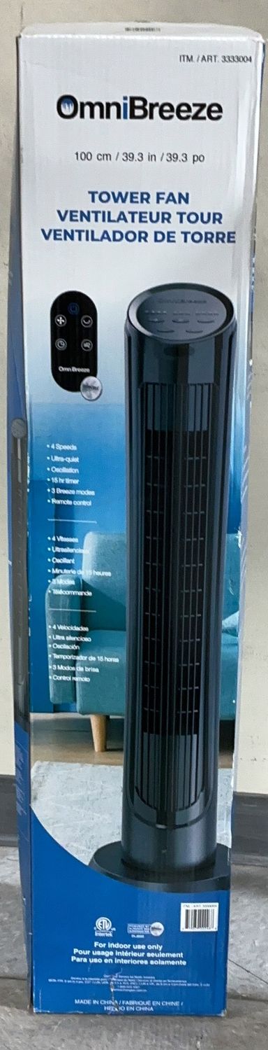 Omni Breeze Tower Fan - Model 3333004 TOL-6550545-150-Like New