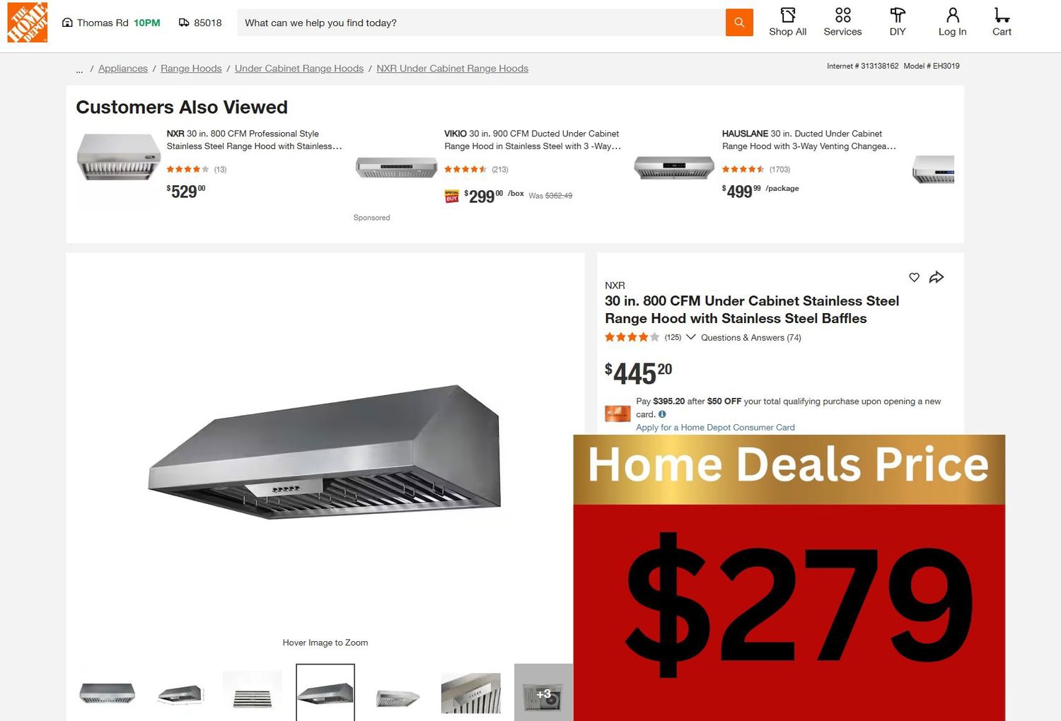 NXR-EH3019 30″ 800 CFM Range Hood