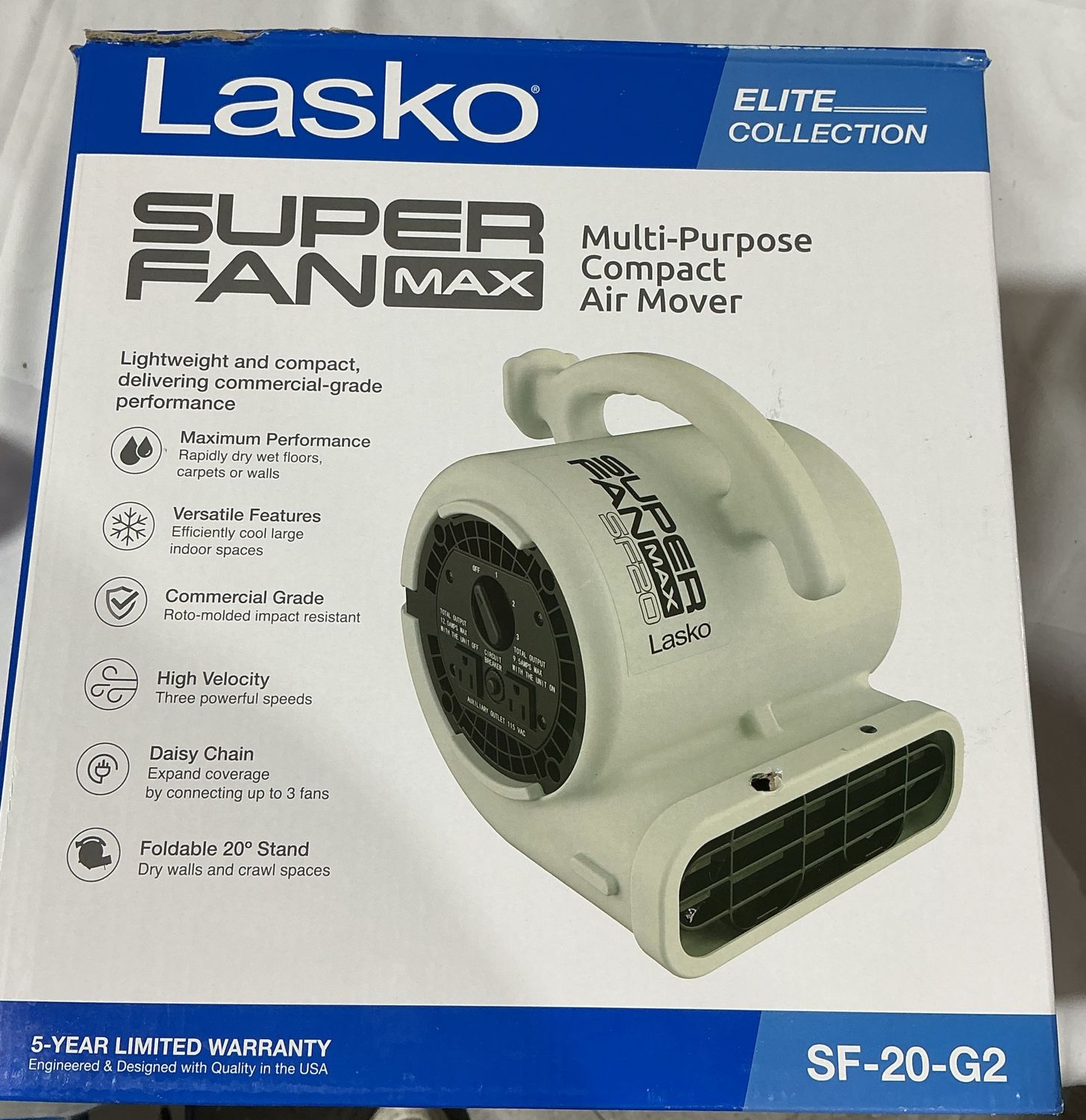 Lasko Super Fan Max Multi-Purpose Compact Air Mover – Elite Collection-Like New