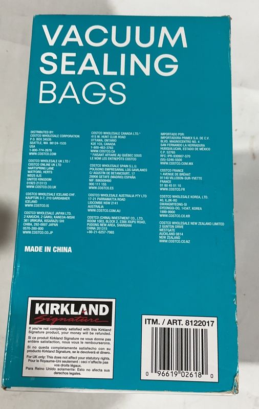 Kirkland Signature Vacuum Sealing Bags, Assortment Pack Item 8122017