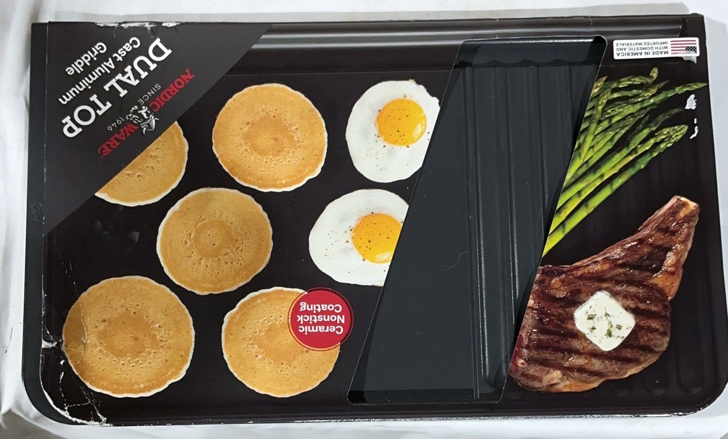 Nordic Ware Dual Burner Reversible Griddle – Nonstick Aluminum - 6494173 - 6494173 - 59-Like New