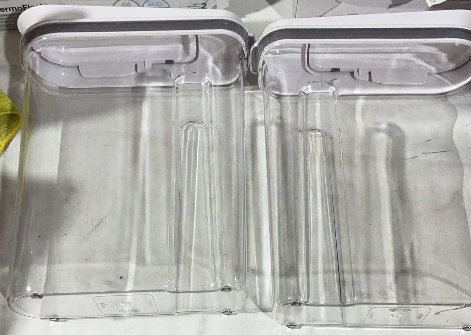 Clear Flip-Top Pantry Storage Containers – 2-Piece Set – Airtight Dry Food Dispensers-Open Box