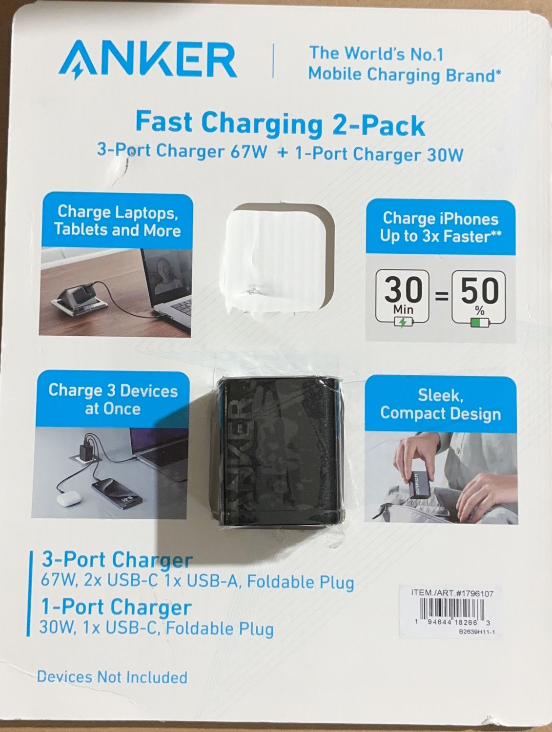 Fantasia Trading Llc - Anker Fast Charging 1Pk - Home Audio - 6553720 open box