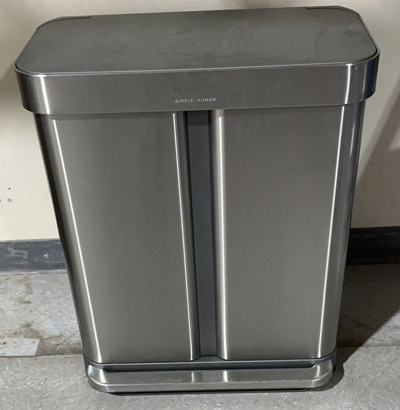 Simplehuman Dual Compartment Stainless Steel Trash Can – Step Pedal-Open box