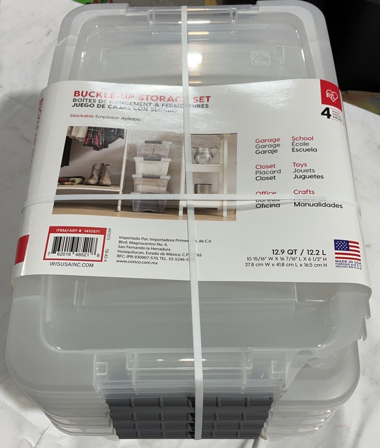 IRIS 12.9QT BUCKLE UP 4PK  Costco Item 1410571 OPEN BOX
