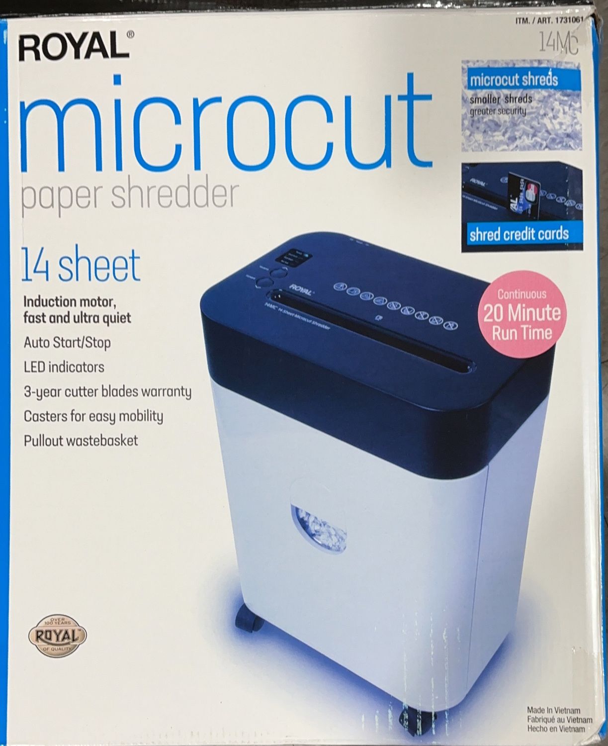ROYAL SHREDDER 14 SHEET  Costco Item 1731061-OPEN BOX