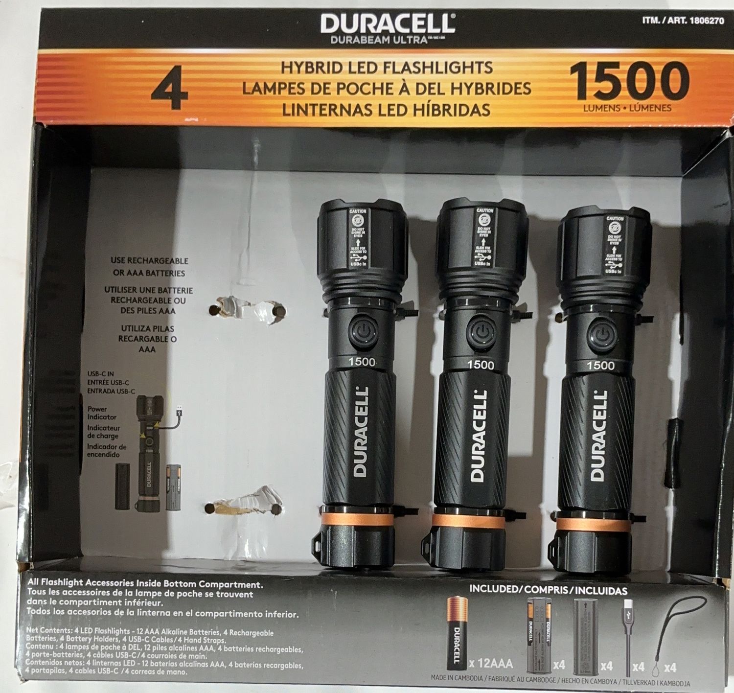 DURACELL 1500L HYBRID  Costco Item 1806270-USED