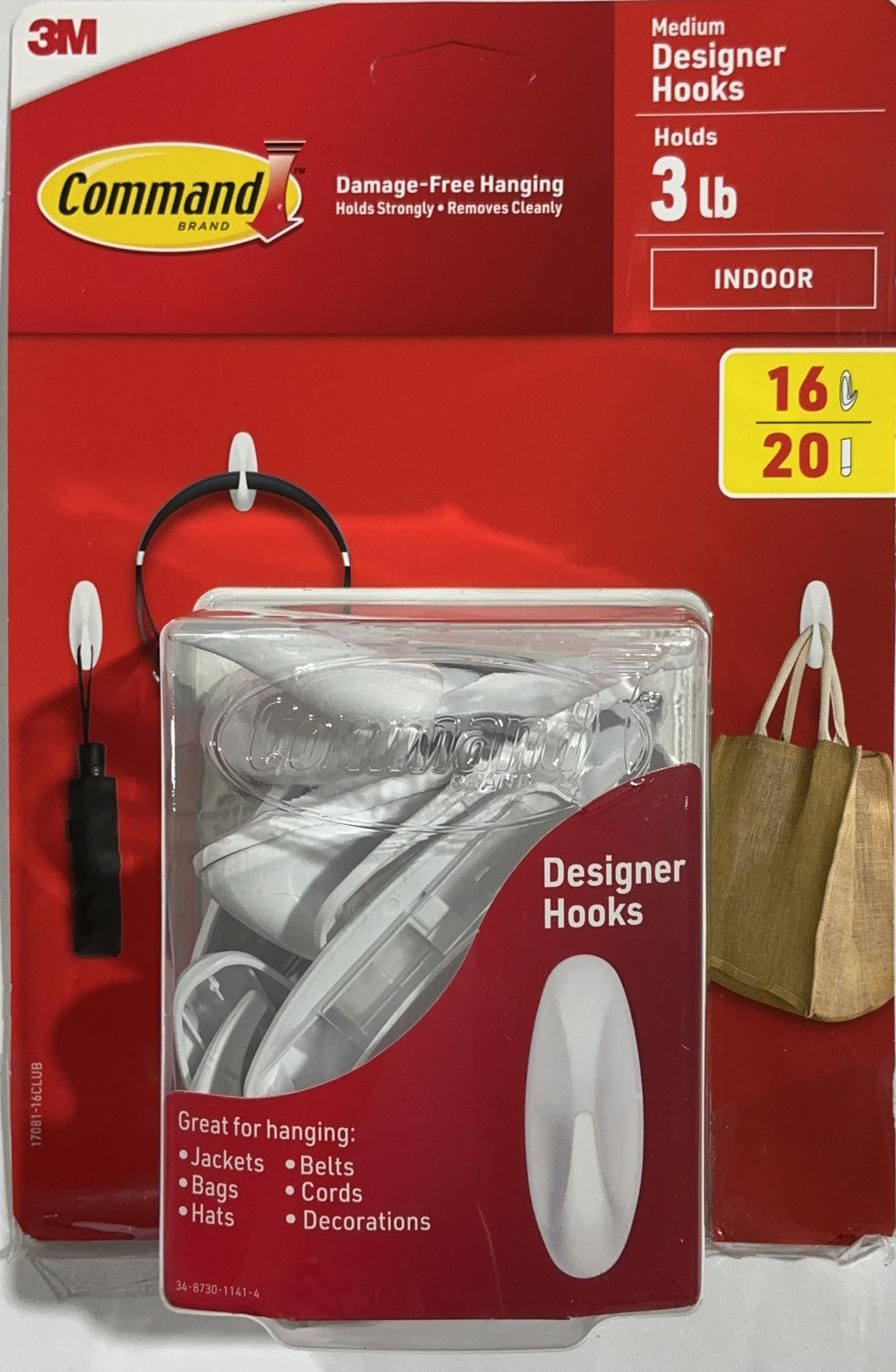 3M MEDIUM DESIGNER HOOK  Costco Item 1781495 OPEN BOX