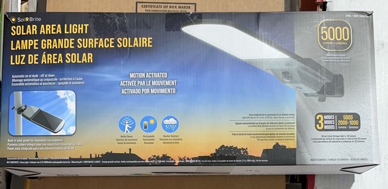 Fresh Source 5000 Lumen Solar Area Light with Motion Sensor - Item 1806387