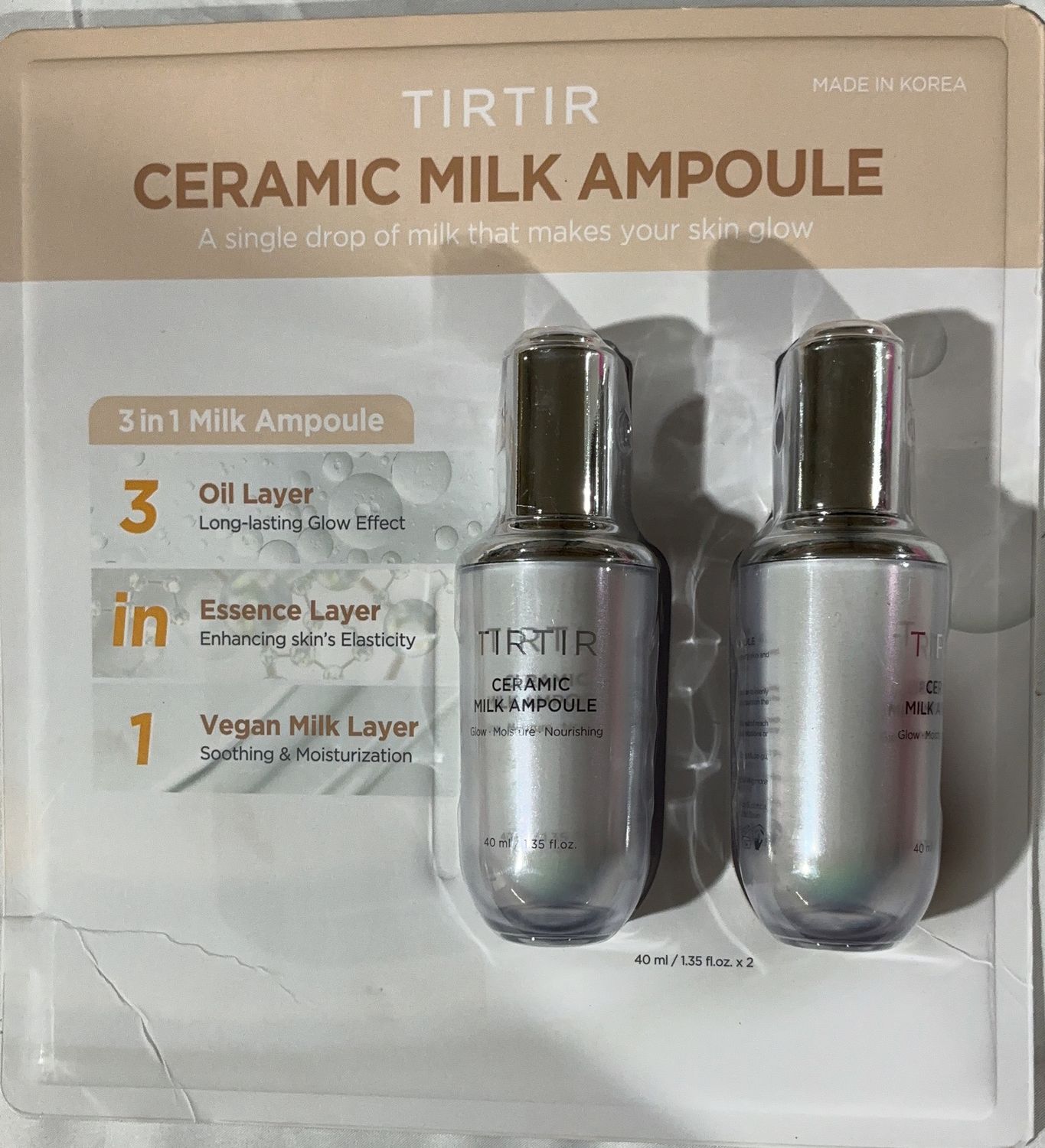 TIRTIR CERAMIC MILK AMPOU  Costco Item 1968854-OPEN BOX