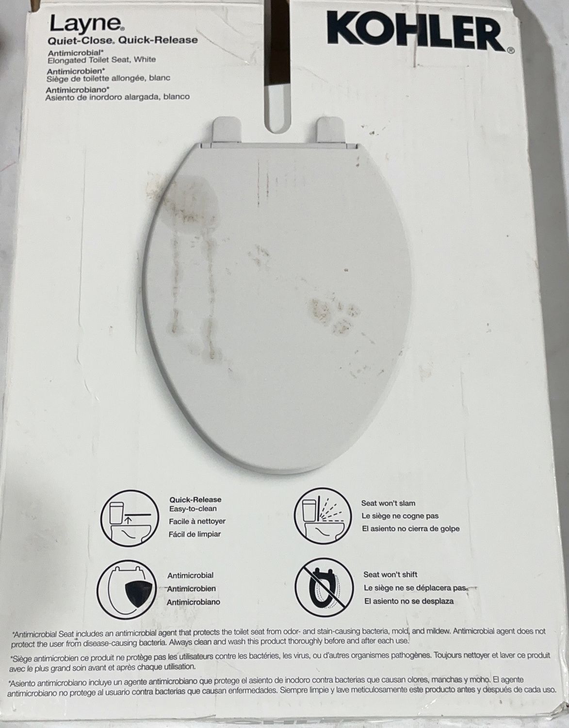 KOHLER LAYNE QR ELONGATED  Costco Item 1731394-Used