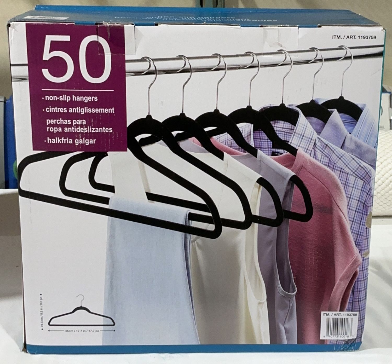 50PK FLOCKED HANGERS  Costco Item 1193759-LIKE NEW, CONDITION: LIKE NEW