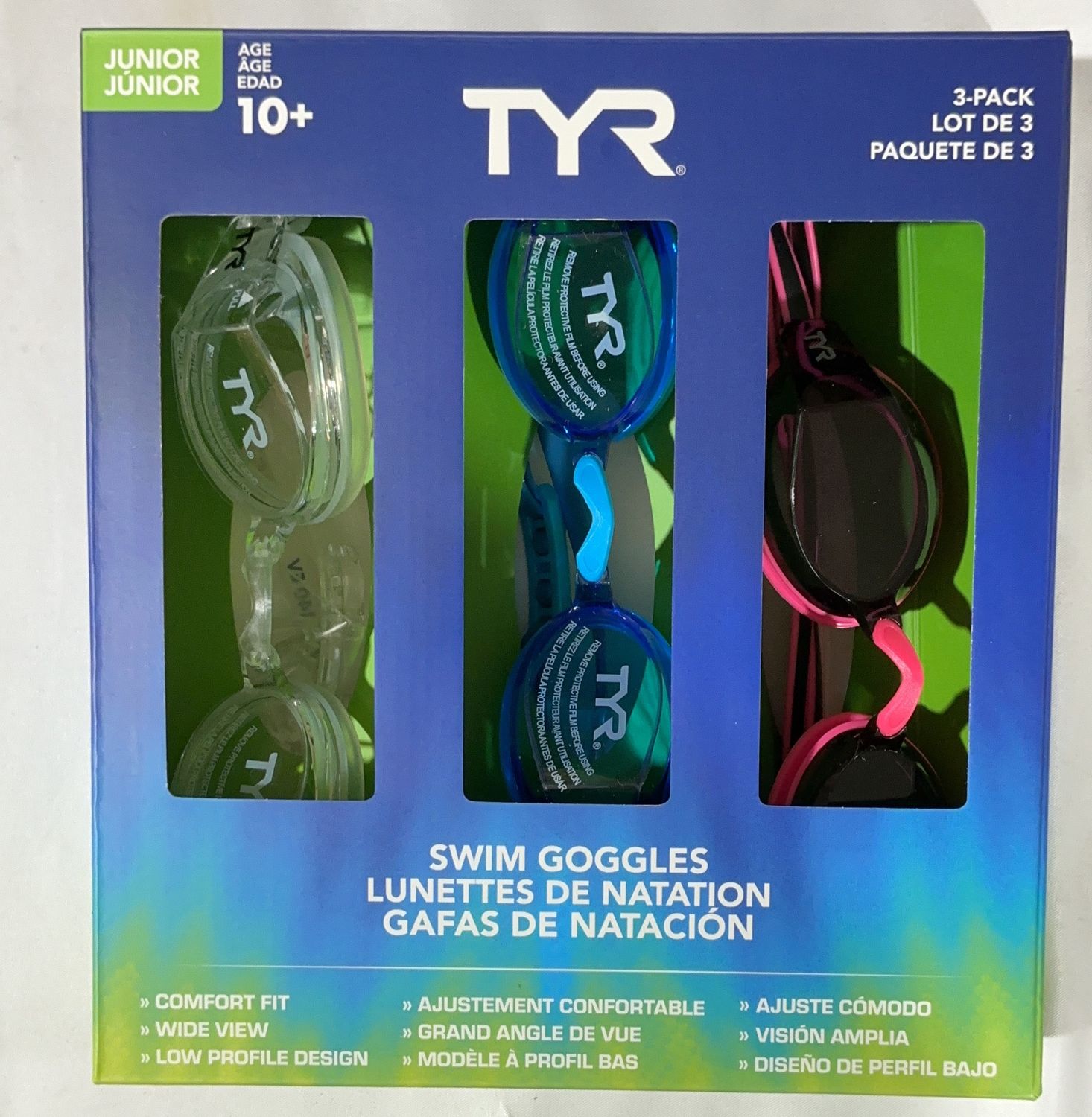 TYR ADULT GOGGLES 3-PK  Costco Item 1819571-OPEN BOX