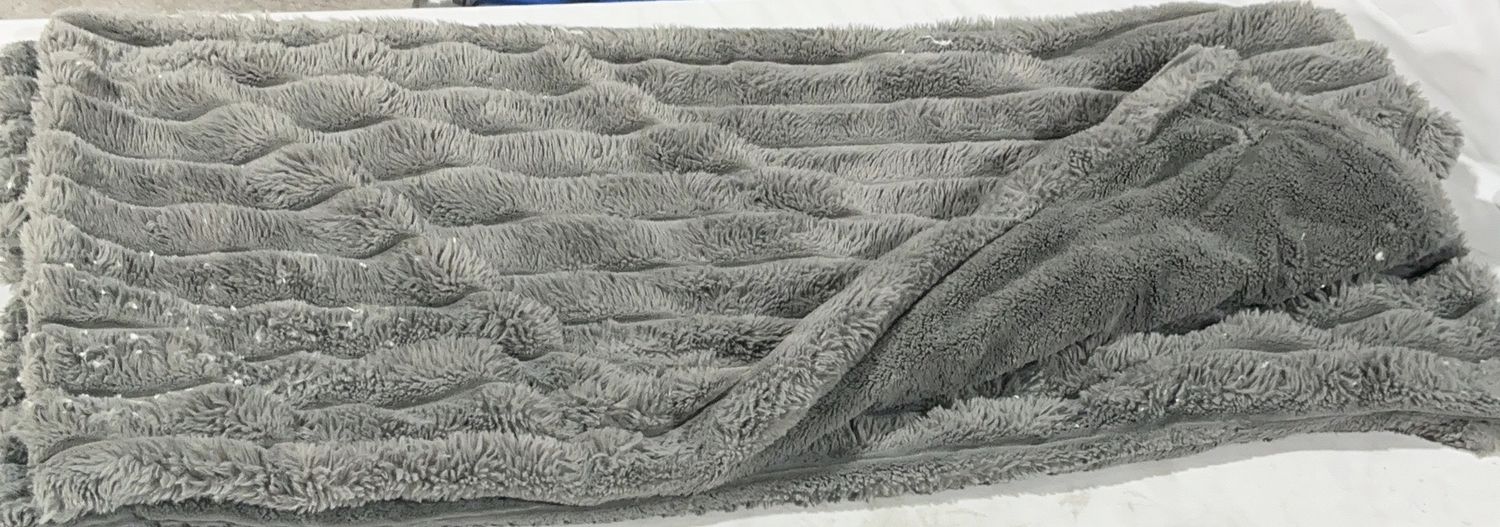 Gray Plush Decorative Throw Pillow Cover with Pom-Pom Trim – Soft Textured Accent Cushion Cover-OPEN BOX