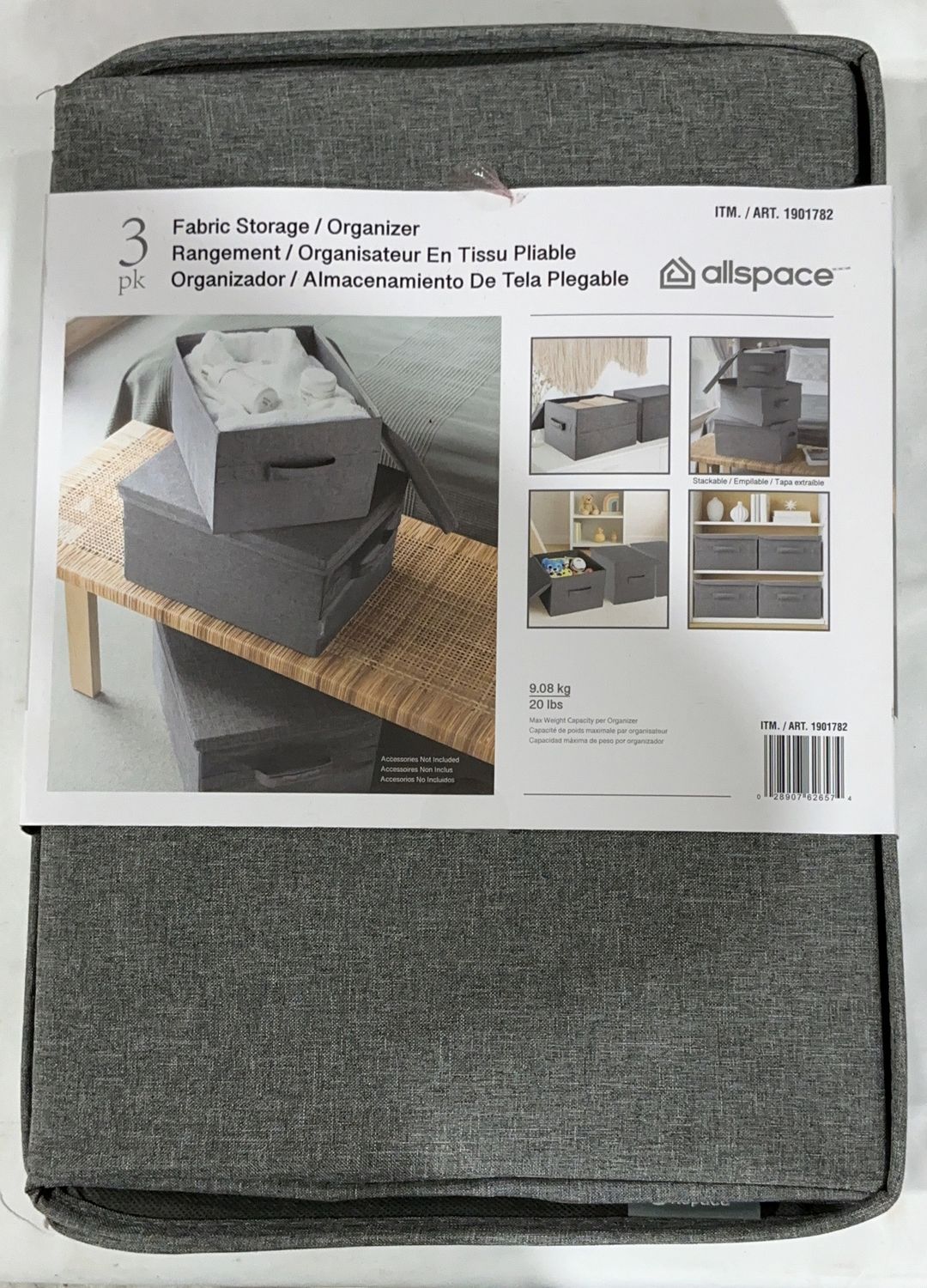 ALLSPACE STORAGE BINS 3PK – Storage/Laundry Personal Care Product – Item 1901782-LIKE NEW