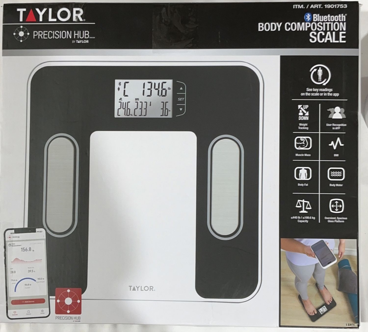 TAYLOR SMART BATH SCALE – Bathroom Essentials Personal Care Product – Item 1901753-OPEN BOX