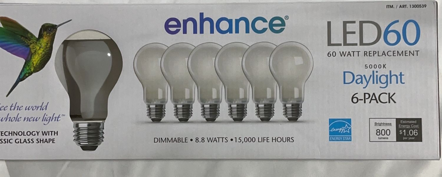 FEIT LED 60W 6PK D – Light Bulbs Personal Care Product – Item 1300539-OPEN BOX