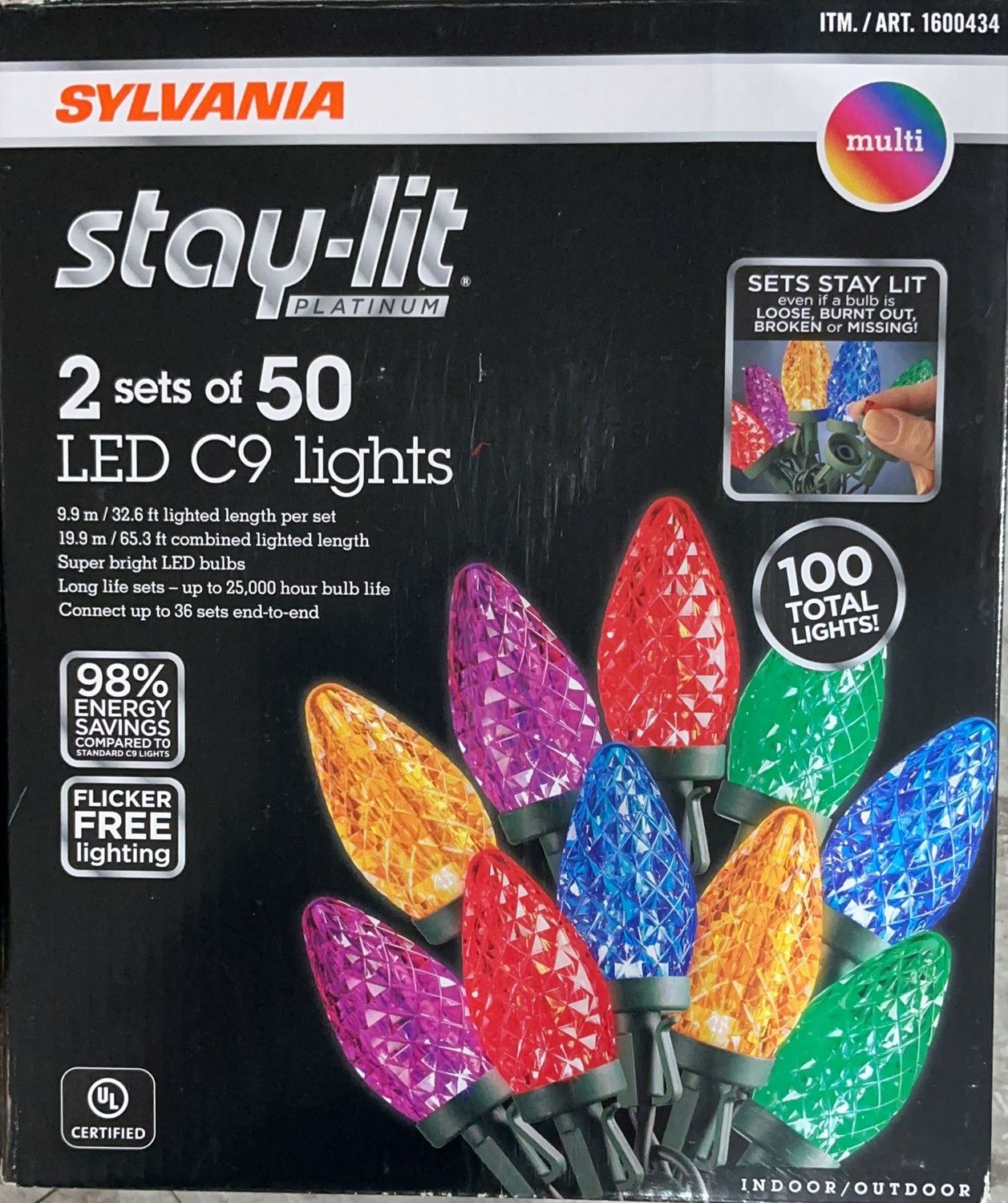 SYLVANIA 2PK 50LT STAYLIT – Seasonal Items Personal Care Product – Item 1600434-OPEN BOX