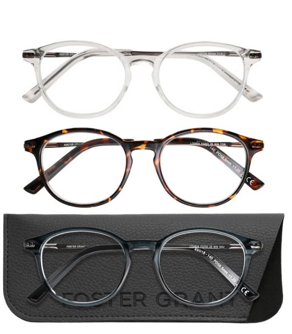 Design Optics by Foster Grant #809 Classic Plastic Round Reading Glasses, 3-pack +1.25  Item 1908277