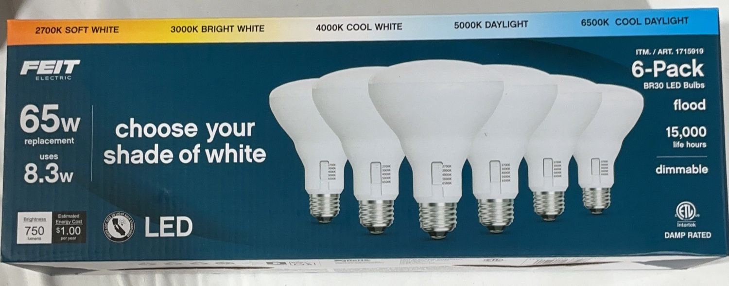 FEIT BR30 5-CCT – Light Bulbs Personal Care Product – Item 1715919-OPEN BOX