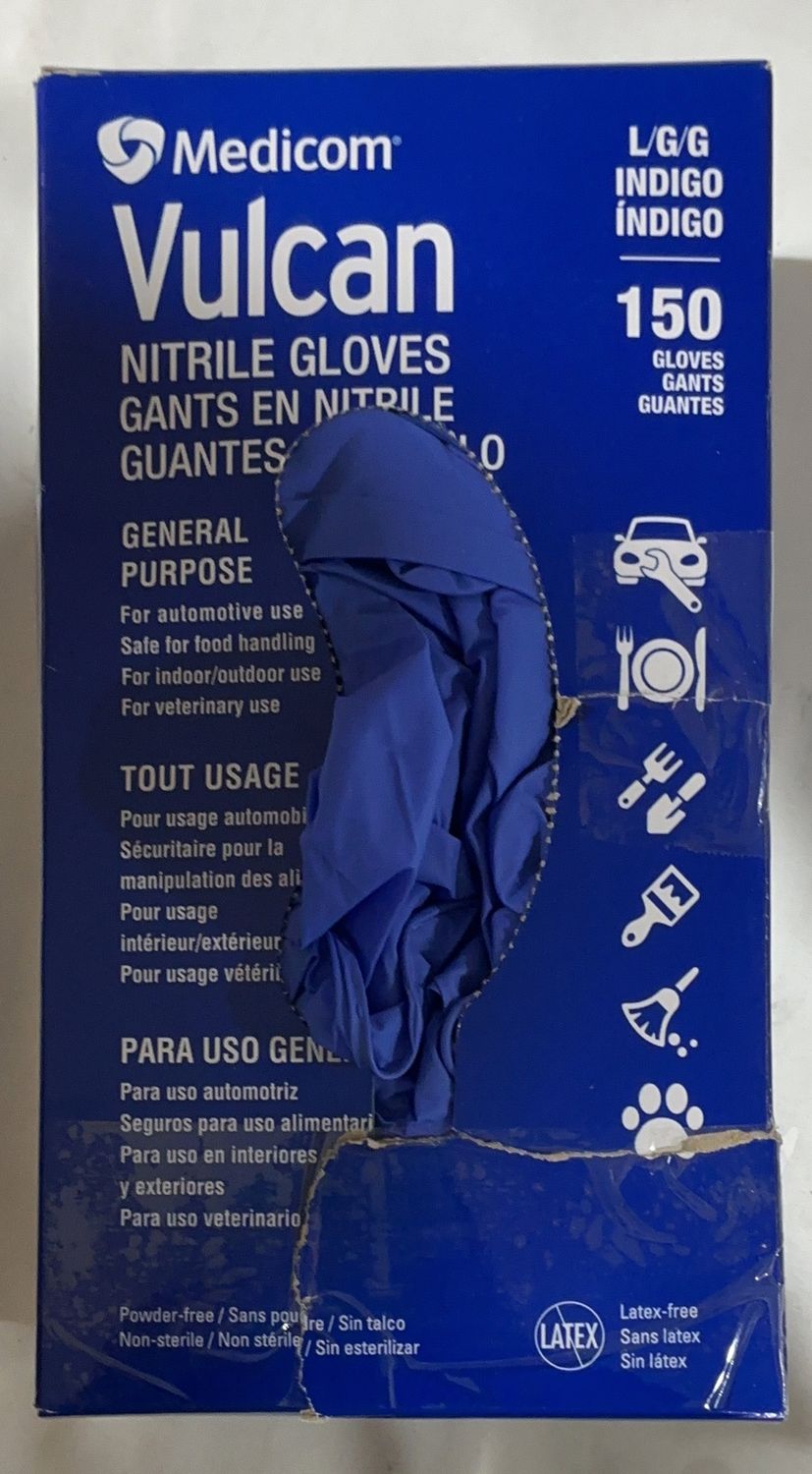 VULCAN NITRILE GLOVES LG – Car Accessories Personal Care Product – Item 1241492-OPEN BOX