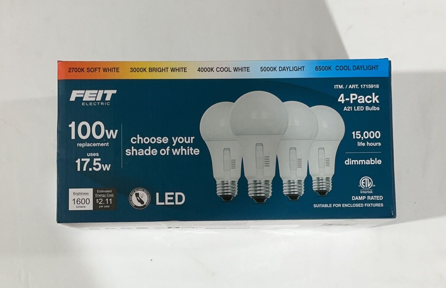 Feit 100W 5-Cct 4Pk  – Lighting Household Product | Item #1715918-OPEN BOX