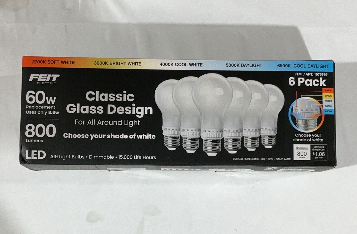 Feit 60W 5-Cct Led Glass  – Lighting Household Product | Item #1975769-OPEN BOX