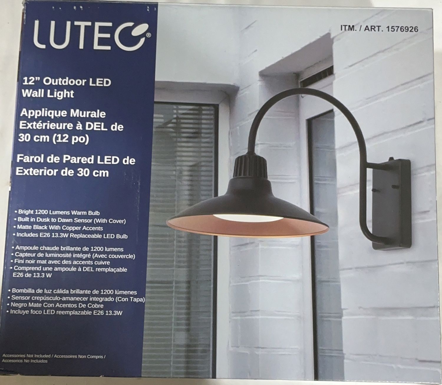 Lutec 12" Wall Light  – Lighting Outdoor / Garden Product | Item #1576926-OPEN BOX