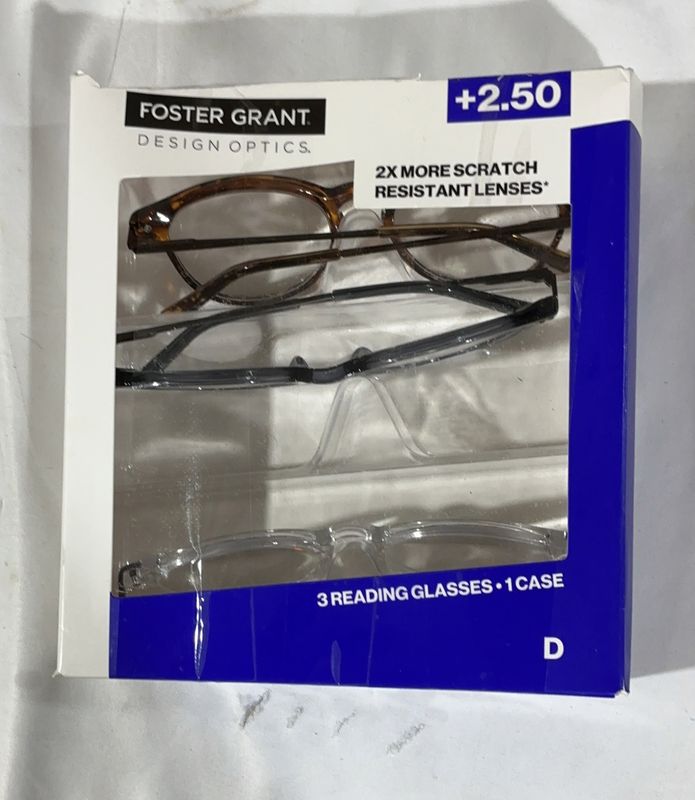 Design Optics by Foster Grant #809 Classic Plastic Round Reading Glasses, 3-pack +2.50 Item 1908277