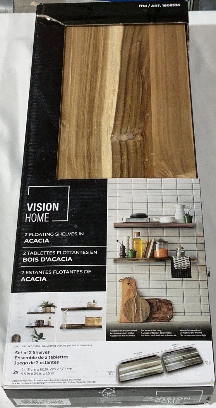 Acacia Wood Shelves 2Pk  – Building And Hardware Household Product | Item #1806336-LIKE NEW