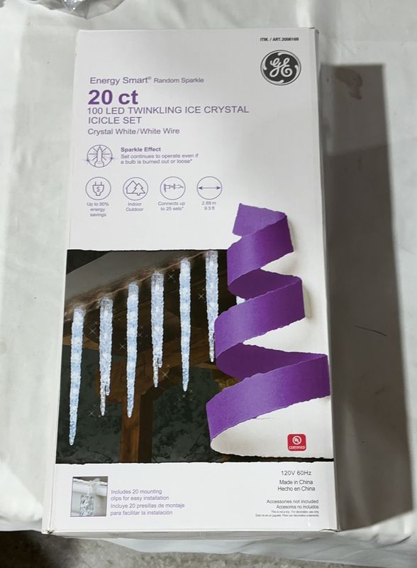 GE Twinkling LED Ice Crystal Icicle Lights, 20-Count Item #2006169