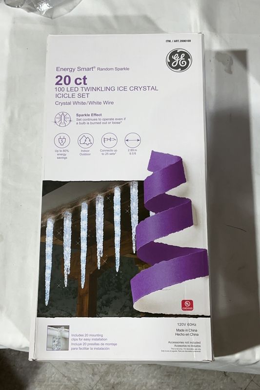 GE Twinkling LED Ice Crystal Icicle Lights, 20-Count Item #2006169