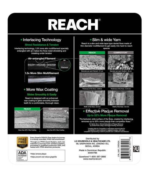 Reach Mint Waxed Dental Floss, 5-Pack, 500 Yards Total Item #1993404