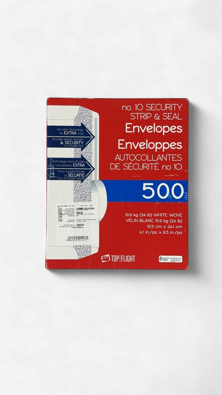 Top Flight #10 Strip/Seal  – Office Supplies | Item 664676 6554778-LIKE NEW