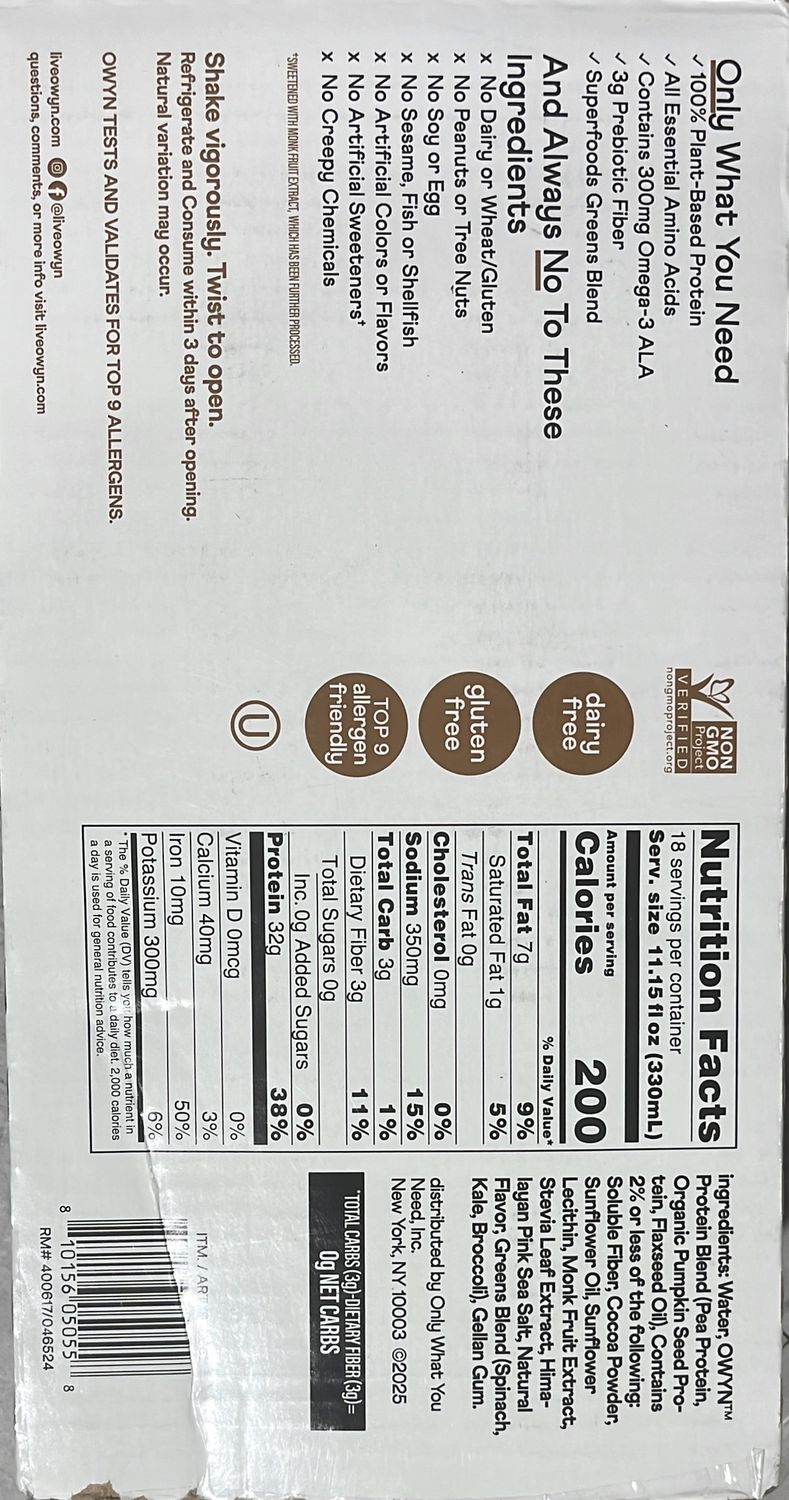 Owyn Plant Choc Shake  – Vitamins And Supplements | Item 1945061 6554778-USED