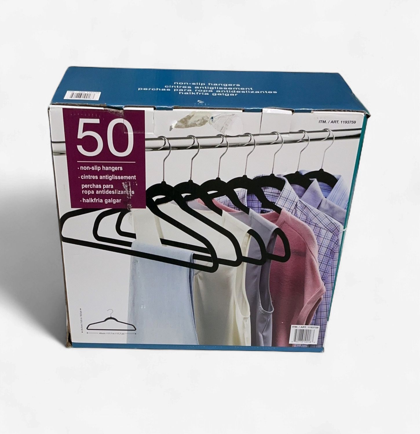 50Pk Flocked Hangers  – Household Essentials | Item 1193759 6554778-OPEN BOX